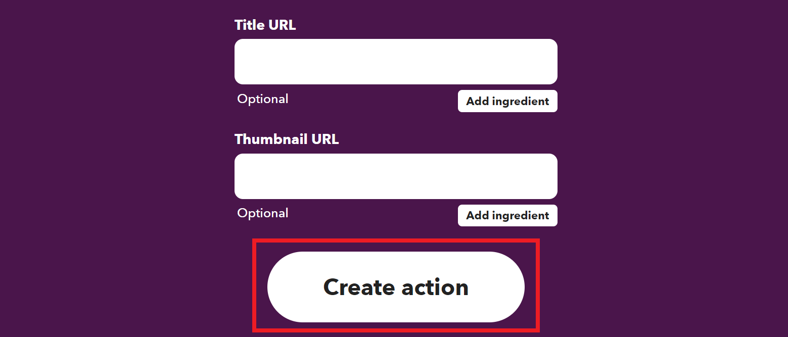 click on the Create action button