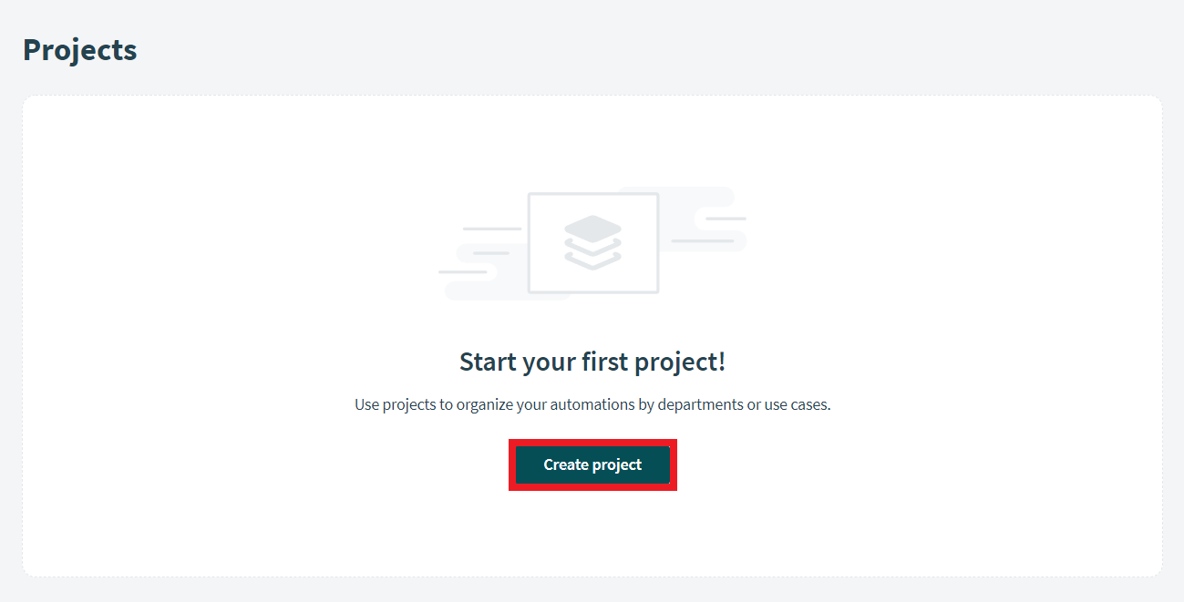 click on the Create Project button