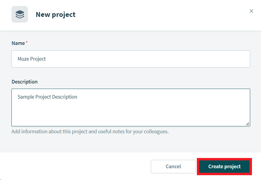 click on the Create Project button. 