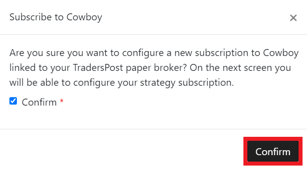 confirmation to configure your strategy subscription