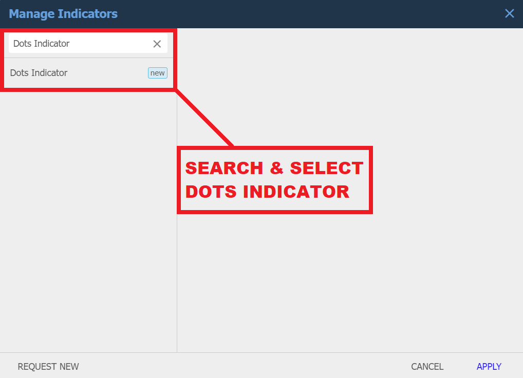 Search and select Dots Indicator from the list