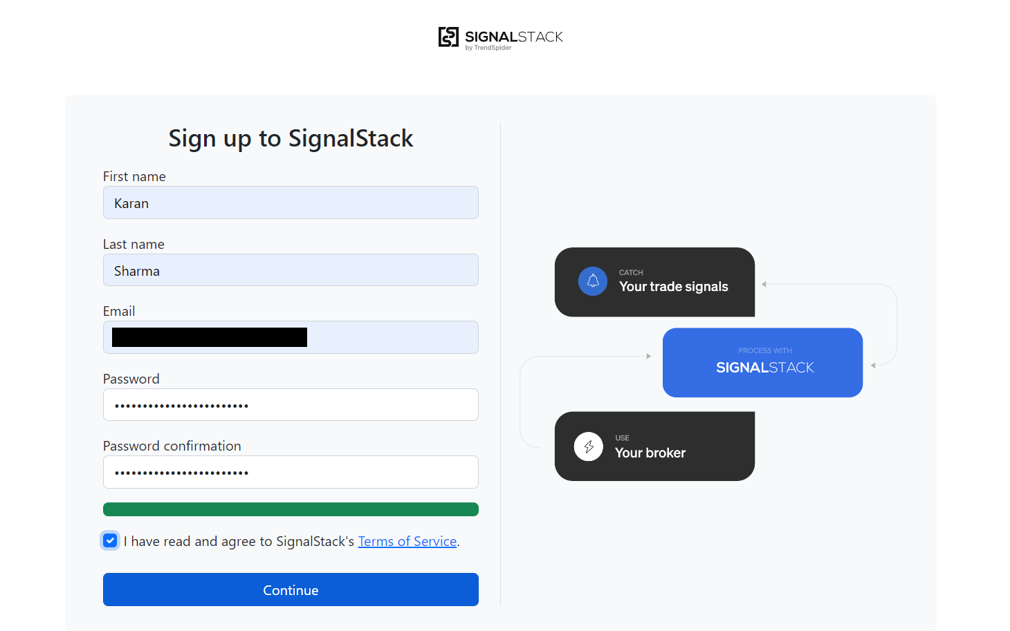 Sign up to SignalStack